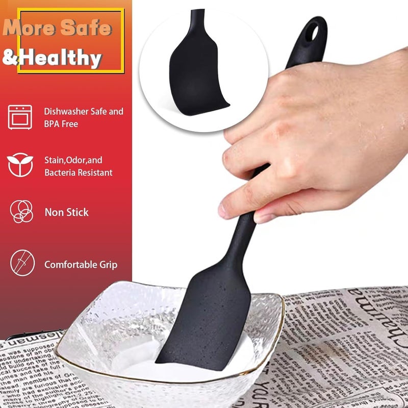 KAKAMINA 8 Pieces Silicone Spatula, 8.5 inch Non-stick Spatulas with Stainless Steel Core,Heat Resistant-500℉, Food Grade Silicone, Dishwasher Safe, for Mixing,Cooking,Baking (Black) - Image 5