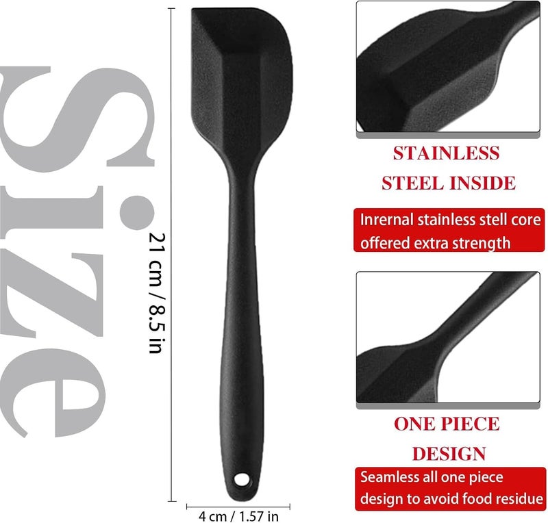 KAKAMINA 8 Pieces Silicone Spatula, 8.5 inch Non-stick Spatulas with Stainless Steel Core,Heat Resistant-500℉, Food Grade Silicone, Dishwasher Safe, for Mixing,Cooking,Baking (Black) - Image 2