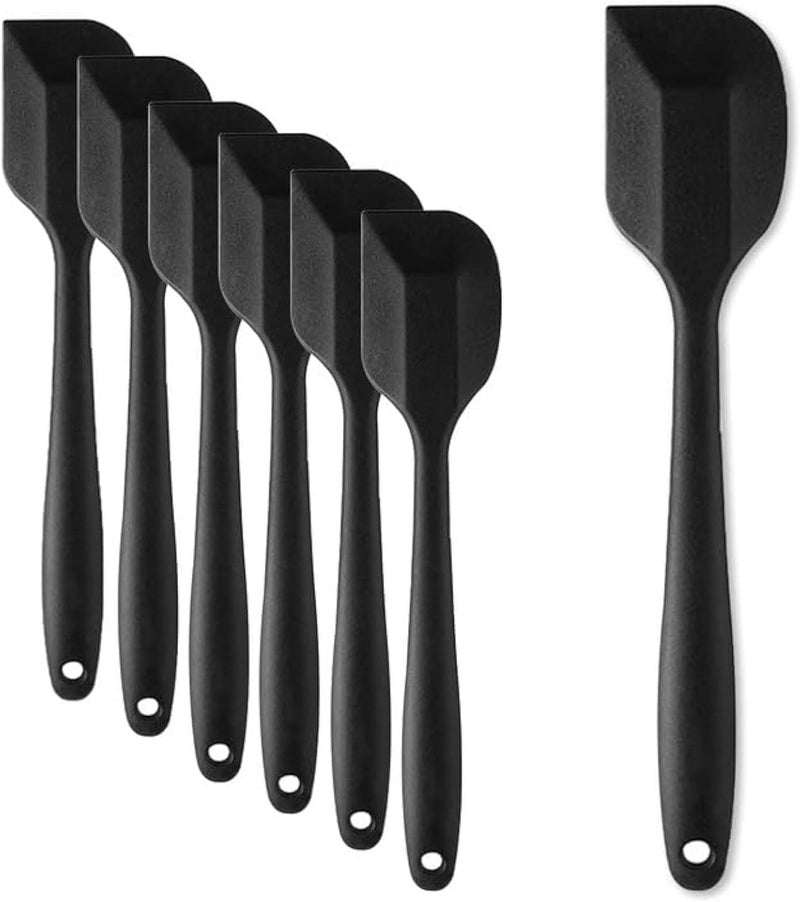 KAKAMINA 8 Pieces Silicone Spatula, 8.5 inch Non-stick Spatulas with Stainless Steel Core,Heat Resistant-500℉, Food Grade Silicone, Dishwasher Safe, for Mixing,Cooking,Baking (Black) - Image 1