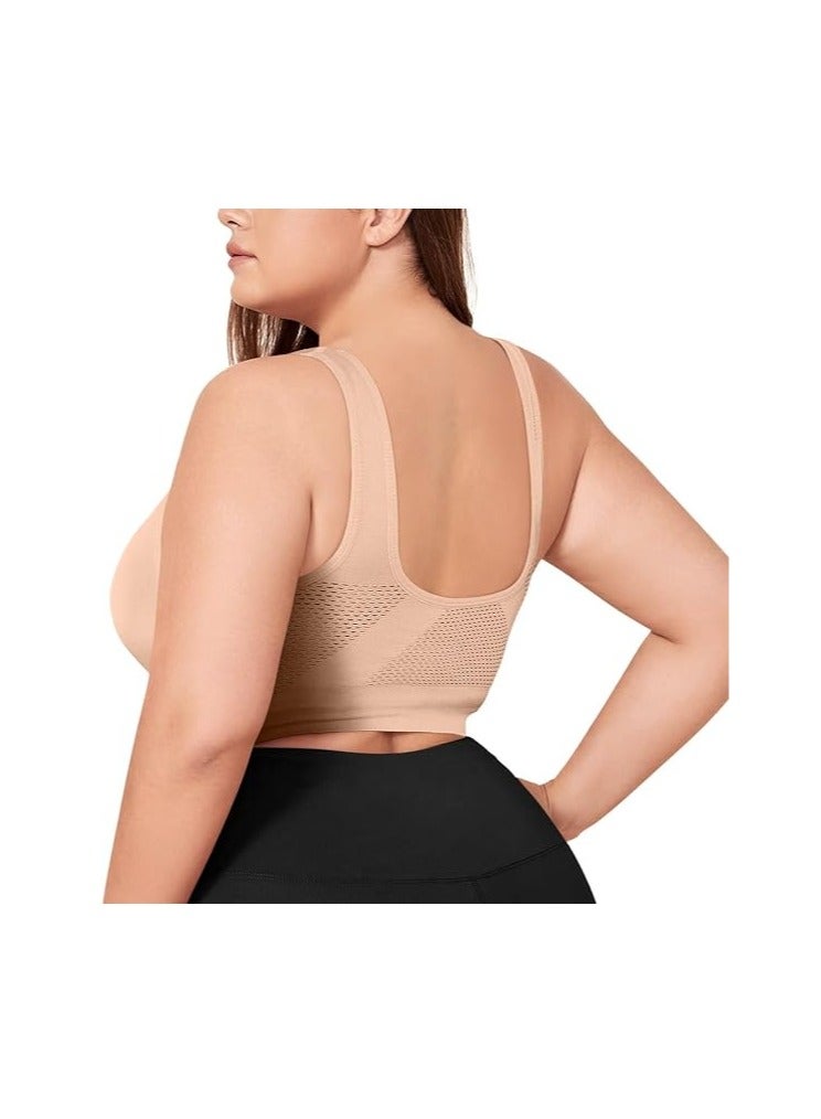 Women Sports Bra Comfortable Sleep Bras No Underwire Seamless Workout Yoga Bra of 3 Pack - Image 3