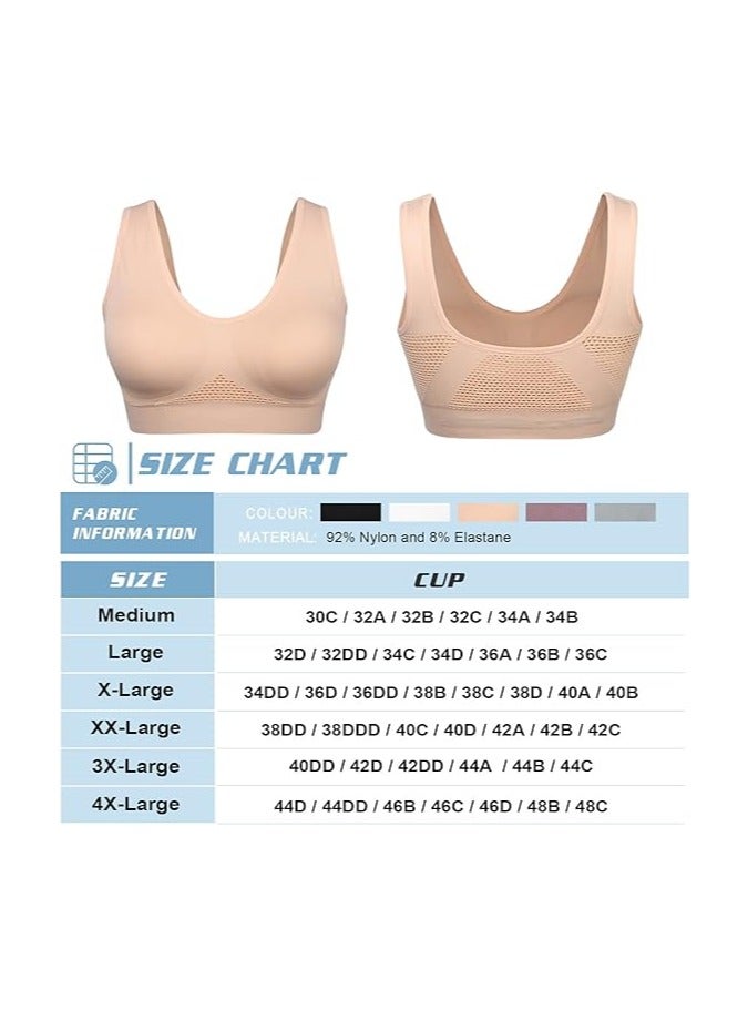Women Sports Bra Comfortable Sleep Bras No Underwire Seamless Workout Yoga Bra of 3 Pack - Image 4