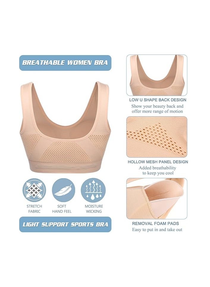 Women Sports Bra Comfortable Sleep Bras No Underwire Seamless Workout Yoga Bra of 3 Pack - Image 5