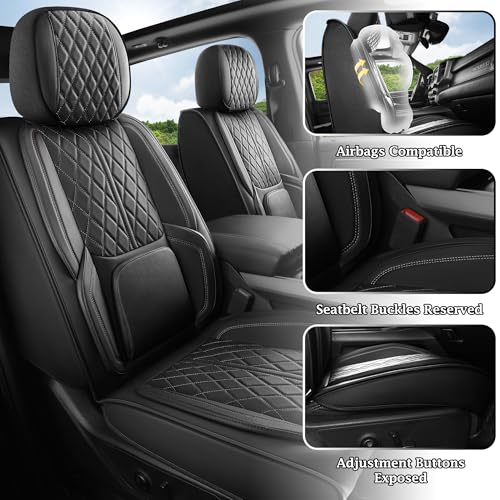 DuDuWang Car Seat Cover Custom Fit for Dodge Ram 1500 2500 3500 2002-2026 Faux Leather Seat Cover Set Compatible with Crew Quad Regular Cab Pickup Truck Cushions (Black, Front Seat) - Image 3