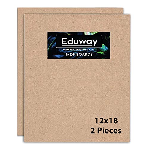 Eduway® 12x18 Inch MDF Board Wood Sheet for Mandala , Lippan, Resin Art & Craft, 4mm Thick, Pack of –2 - Premium Cardboard Material for Artists, Art and Craft Students - Hard Cutout in Small and Large Sizes (30x45 cms) - Image 1