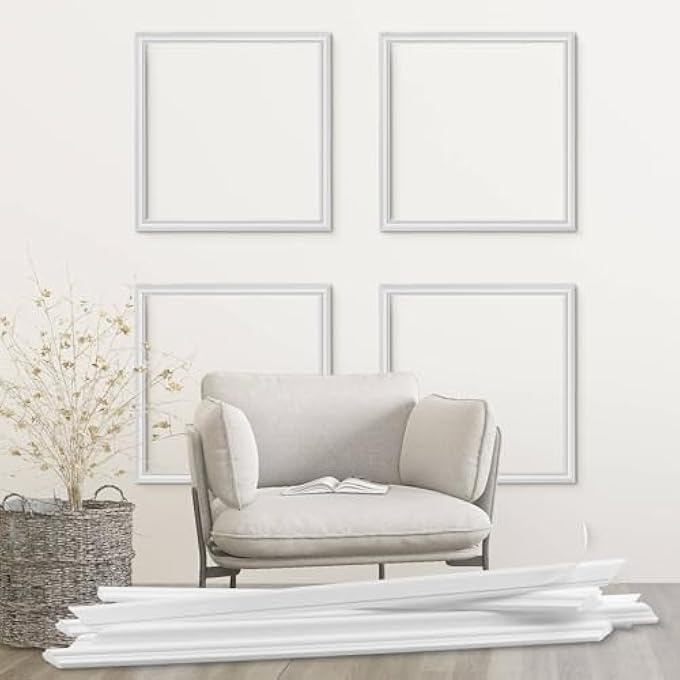 PEEL AND STICK WALL MOLDING KIT 4 SETS SELF-ADHESIVE WALL MOLDING TRIM READY-TO-ASSEMBLE WAINSCOTING PANELS TO DECORATE DOOR FRAMES - Image 2