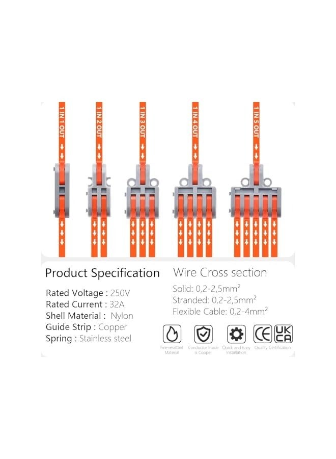 erorex 32 PCS Lever Wire Connectors, Mini Compact Splicing Connector Kit for 24-12 AWG Wires, Quick and Easy DIY Electrical Connectors Assortment - Image 4