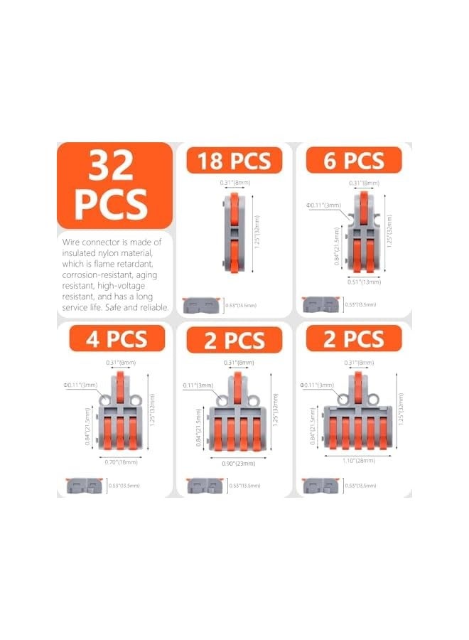 erorex 32 PCS Lever Wire Connectors, Mini Compact Splicing Connector Kit for 24-12 AWG Wires, Quick and Easy DIY Electrical Connectors Assortment - Image 3