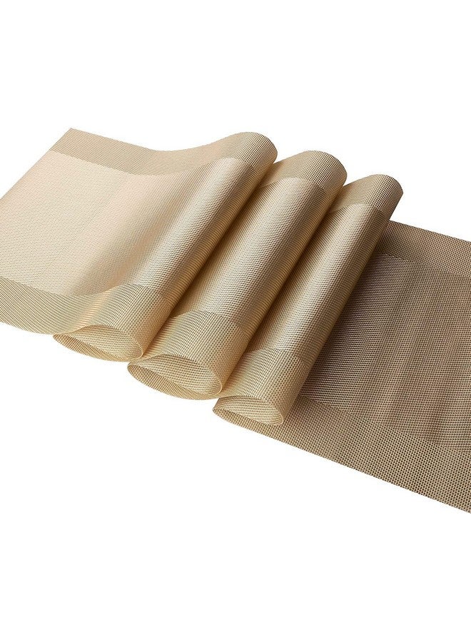 TASKHOUSE Table Runner Non-Slip, Durable PVC Woven Vinyl, Stain Resistant for Kitchen, Dining Table, Bedroom (Gold, Pack of 1) - Image 1