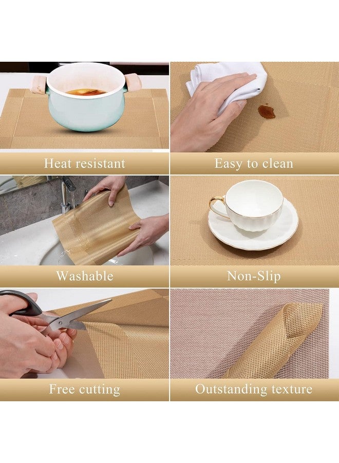 TASKHOUSE Table Runner Non-Slip, Durable PVC Woven Vinyl, Stain Resistant for Kitchen, Dining Table, Bedroom (Gold, Pack of 1) - Image 3
