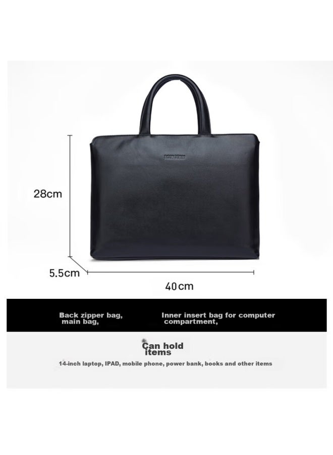 American Bison Men's Briefcase, Horizontal Style, Business Handbag, Top-grain Leather, 15-inch Laptop Bag, Men's Gift - Image 3