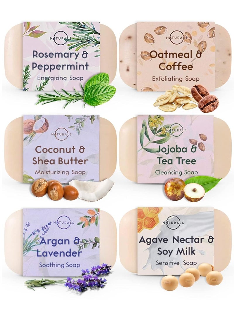 O Naturals O NATURALS 100% Natural Bar Soap - Assorted 6 PCS Soap Gift Set - Organic Ingredients & Essential Oils - Spa Gifts for Women & Men, Body Wash Soap Bar & Face Soap for Acne - Triple Milled Soap Bars  - Image 1