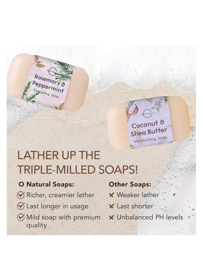 O Naturals O NATURALS 100% Natural Bar Soap - Assorted 6 PCS Soap Gift Set - Organic Ingredients & Essential Oils - Spa Gifts for Women & Men, Body Wash Soap Bar & Face Soap for Acne - Triple Milled Soap Bars  - Image 3