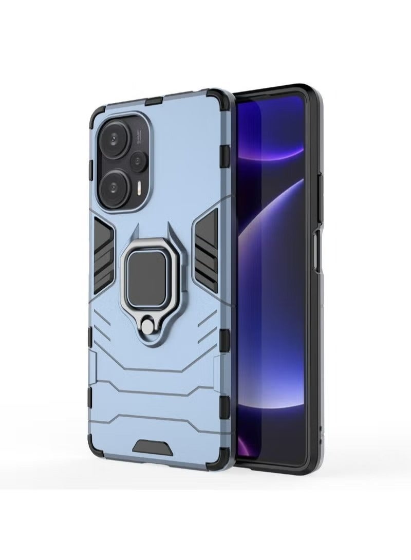 X-level Redmi Note 12 Turbo / Xiaomi Poco F5 Case Cover with Magnetic Car Holder Kickstand Protector Back Accessories Anti-Scratch Shockproof Back Cover Mobile Cell Phone Protection Blue - Image 1