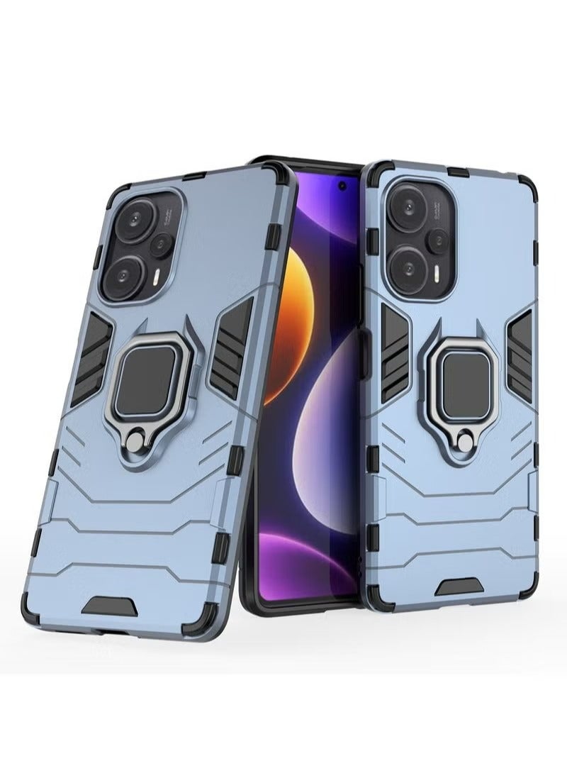 X-level Redmi Note 12 Turbo / Xiaomi Poco F5 Case Cover with Magnetic Car Holder Kickstand Protector Back Accessories Anti-Scratch Shockproof Back Cover Mobile Cell Phone Protection Blue - Image 4