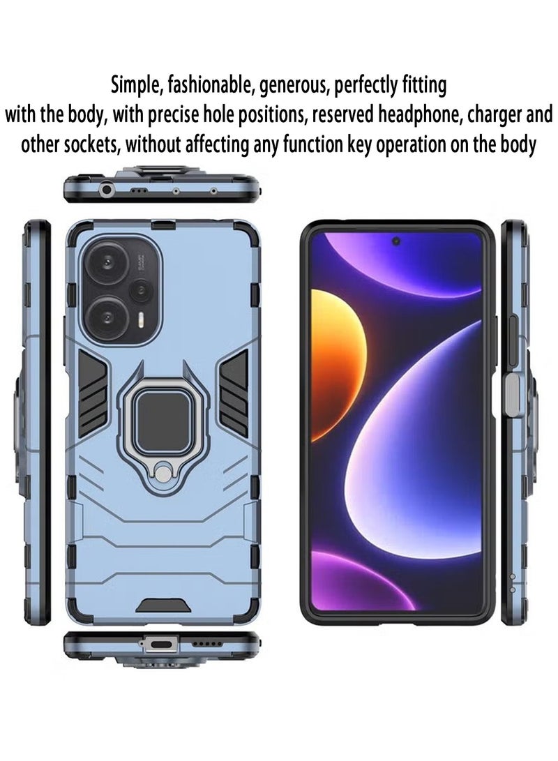 X-level Redmi Note 12 Turbo / Xiaomi Poco F5 Case Cover with Magnetic Car Holder Kickstand Protector Back Accessories Anti-Scratch Shockproof Back Cover Mobile Cell Phone Protection Blue - Image 2