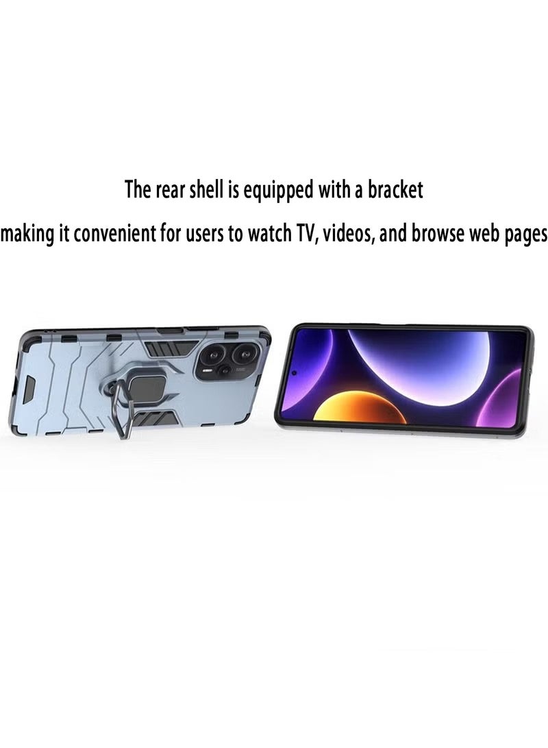 X-level Redmi Note 12 Turbo / Xiaomi Poco F5 Case Cover with Magnetic Car Holder Kickstand Protector Back Accessories Anti-Scratch Shockproof Back Cover Mobile Cell Phone Protection Blue - Image 3