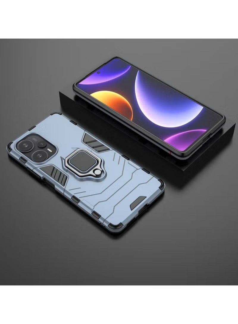 X-level Redmi Note 12 Turbo / Xiaomi Poco F5 Case Cover with Magnetic Car Holder Kickstand Protector Back Accessories Anti-Scratch Shockproof Back Cover Mobile Cell Phone Protection Blue - Image 5