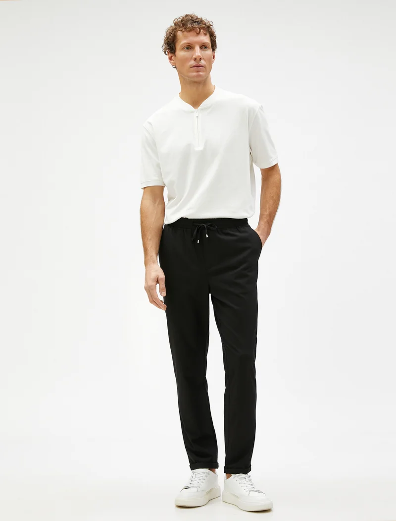 كوتون Basic Woven Trousers Drawstring Pocket Detail