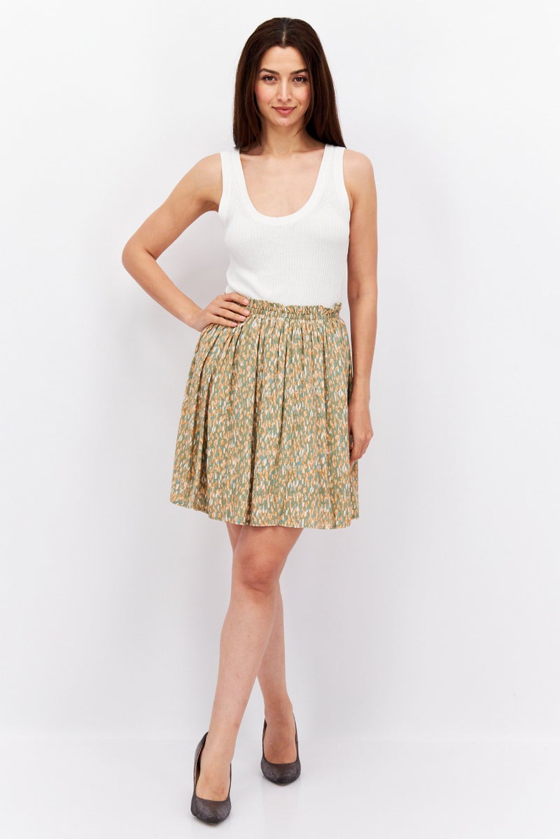 ESPRIT Women Allover Print Pull-On Mini Skirt, Orange Combo - Image 2