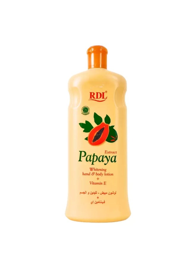 RDL RDL Papaya Extract Whitening Hand and Body Lotion with Vitamin E Moisturizes Skin- 600ml  - Image 1