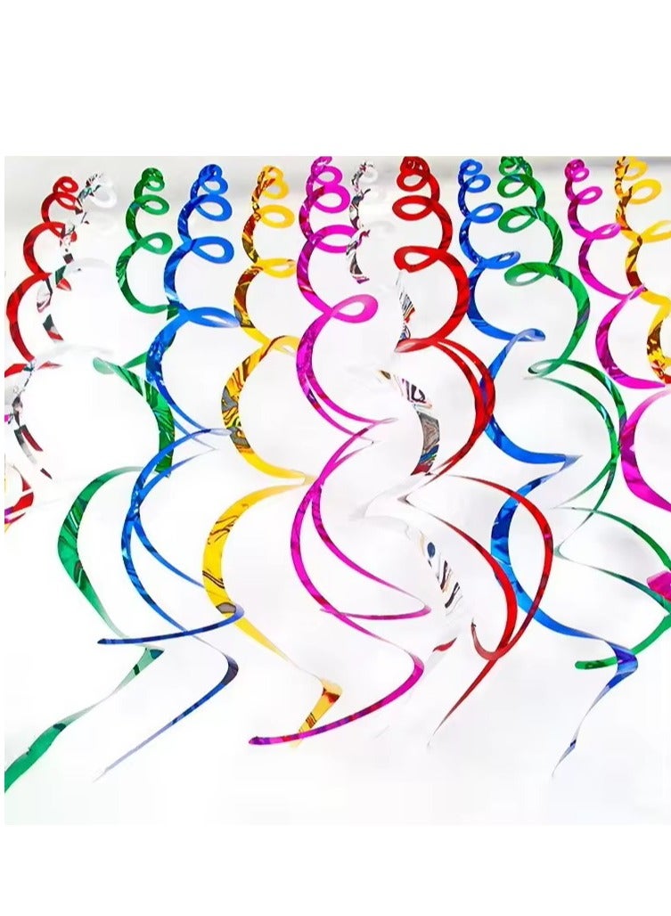 12 قطعة من زينة حفلات رمضان الحلزونية المزدوجة متعددة الألوان المصنوعة من مادة البولي فينيل كلوريد لتزيين حفلات الزفاف وأعياد الميلاد للعام الجديد السعيد - Image 3