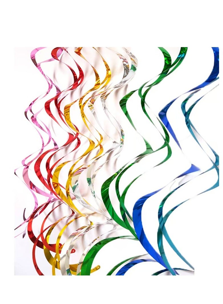 12 قطعة من زينة حفلات رمضان الحلزونية المزدوجة متعددة الألوان المصنوعة من مادة البولي فينيل كلوريد لتزيين حفلات الزفاف وأعياد الميلاد للعام الجديد السعيد - Image 5