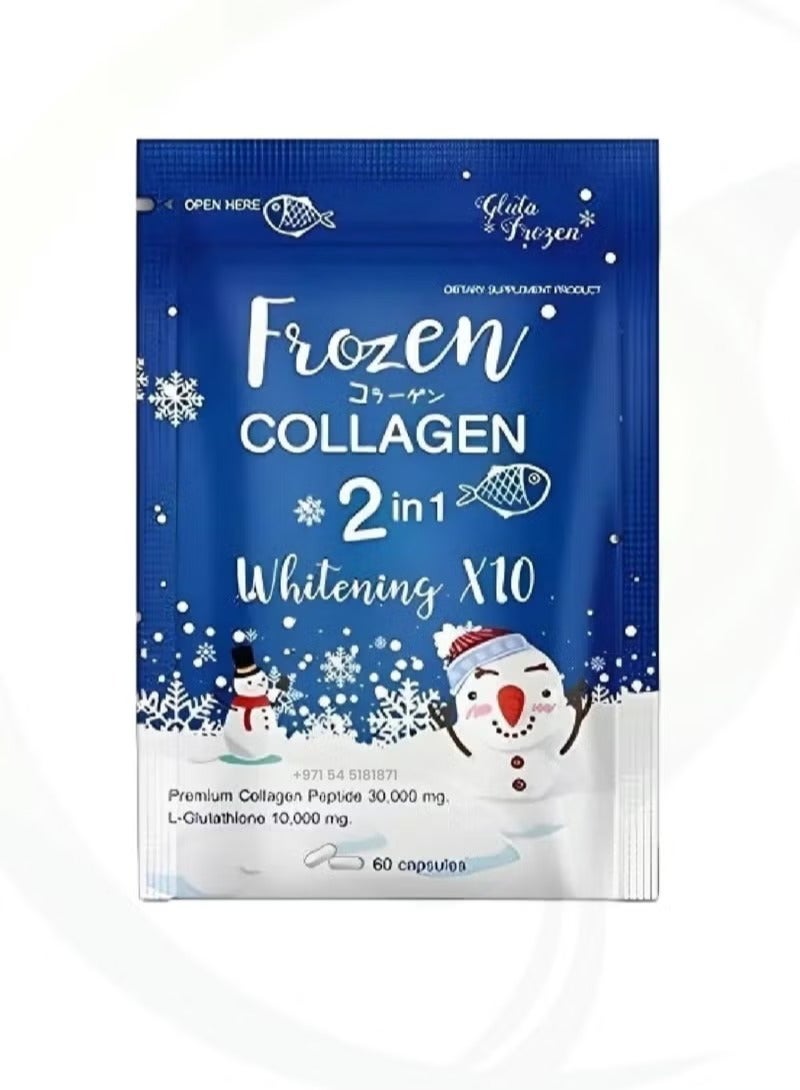 Frozen Collagen Whitening Supplement – 14 in 1 Japanese Formula with Collagen & Glutathione – 60 Capsules - Image 1