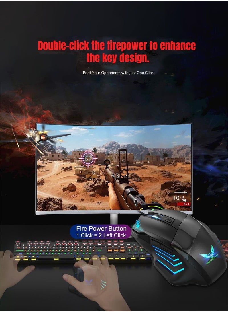 ZERODATE Wired Gaming Mouse, Ergonomic Gamer Laptop PC Optical Computer Mice with RGB Backlit, 4 Adjustable DPI - Classic Black  - Image 4
