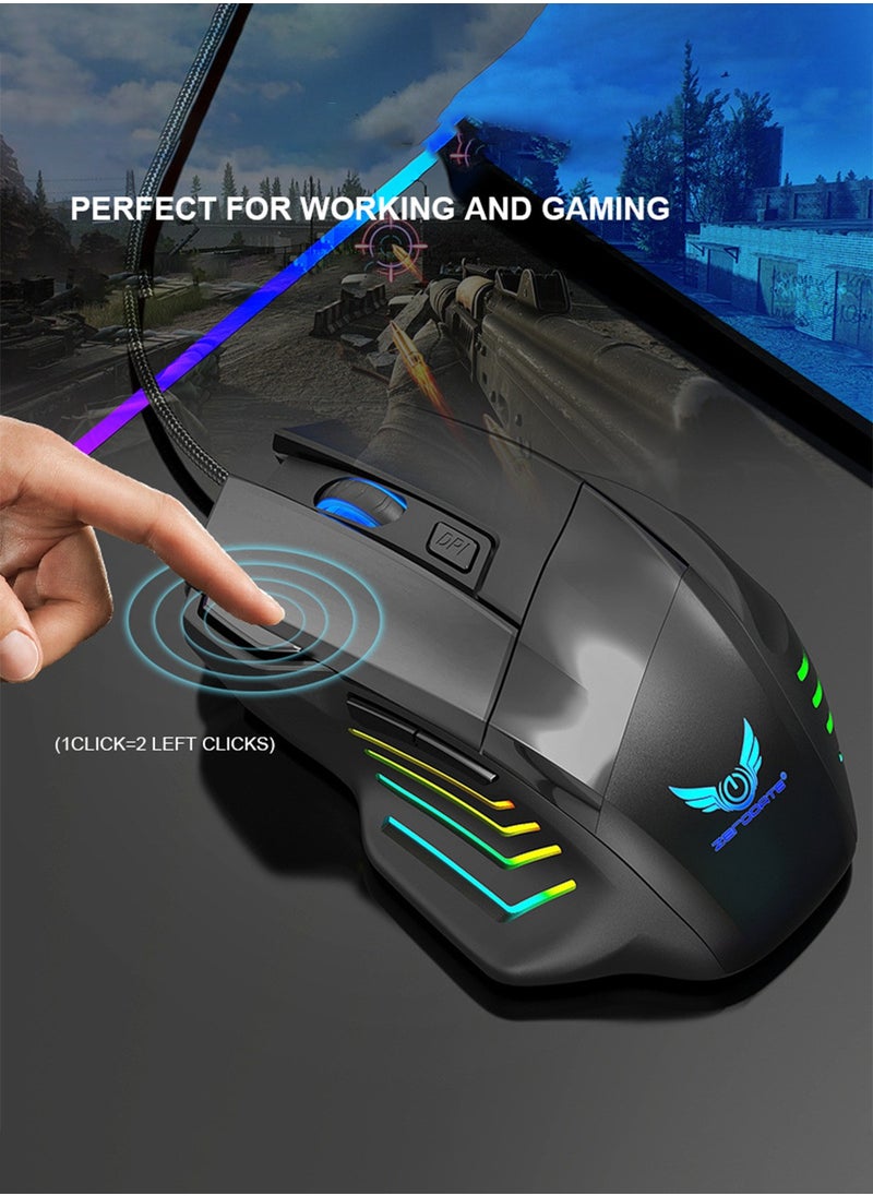 ZERODATE Wired Gaming Mouse, Ergonomic Gamer Laptop PC Optical Computer Mice with RGB Backlit, 4 Adjustable DPI - Classic Black  - Image 5