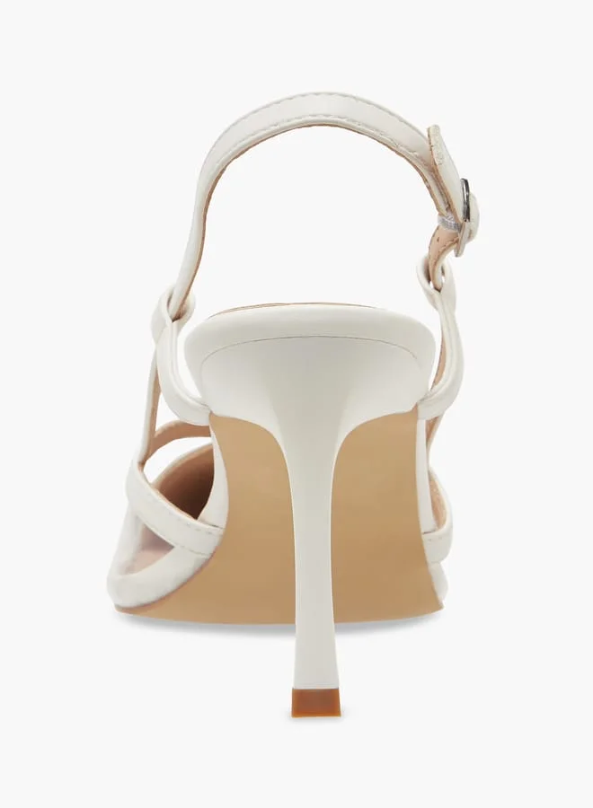 Flora Bella By Shoexpress Women Pointed Toe Slingback Shoes with Flared Heels and Buckle Closure