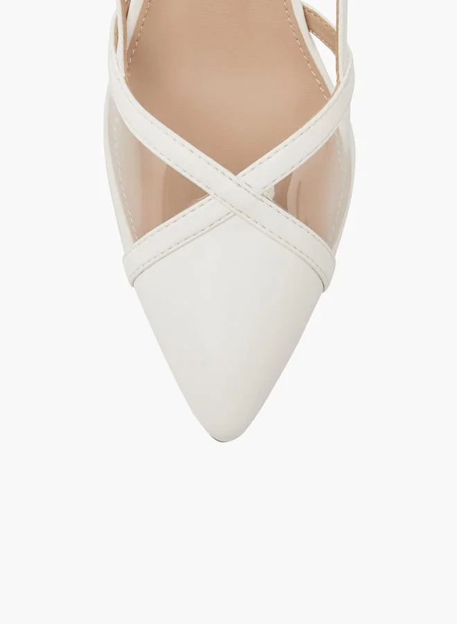 Flora Bella By Shoexpress Women Pointed Toe Slingback Shoes with Flared Heels and Buckle Closure