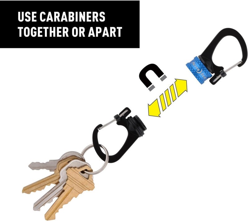 Nite Ize SlideLock 360 Degree Magnetic Locking Dual Carabiner - Blue - Image 4