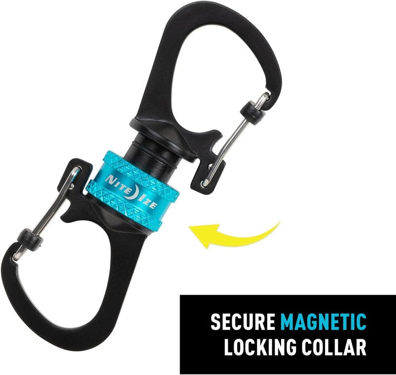 Nite Ize SlideLock 360 Degree Magnetic Locking Dual Carabiner - Blue - Image 5