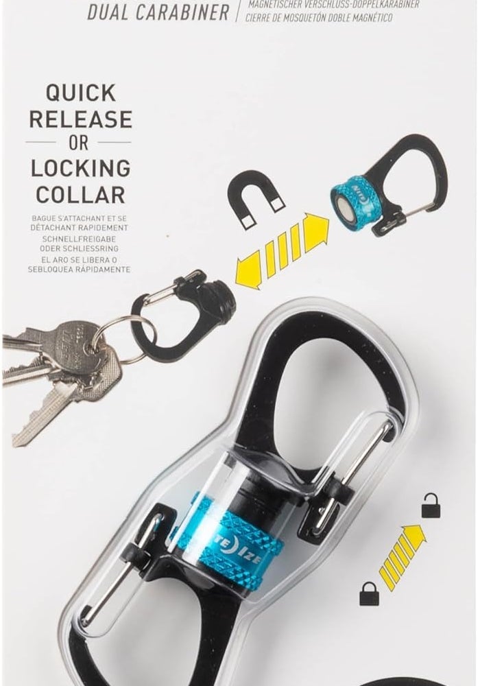 Nite Ize SlideLock 360 Degree Magnetic Locking Dual Carabiner - Blue - Image 1