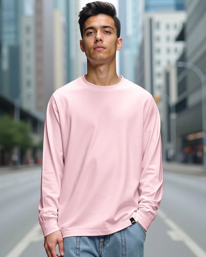 bewakoof Men's Pink Oversized T-shirt
