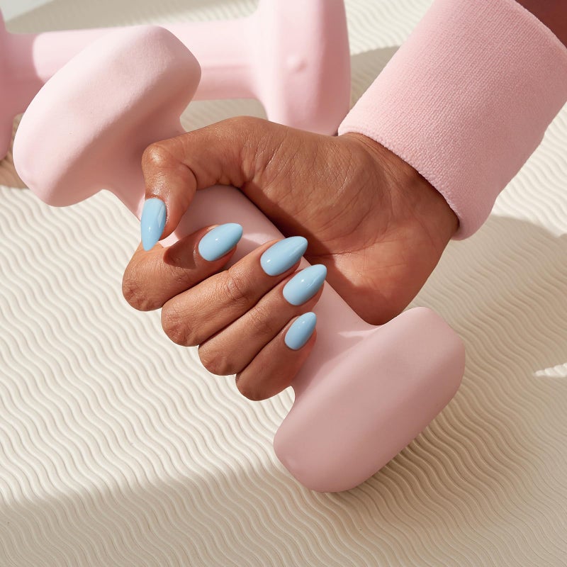 BTArtbox Press On Nails Short - Pastel Light Blue Almond Press On Nails with Glue for Women, Opaque Soft Gel Glue On Nails in 16 Sizes - 32 Stick On Nails Kit, Sky Dash - Image 3
