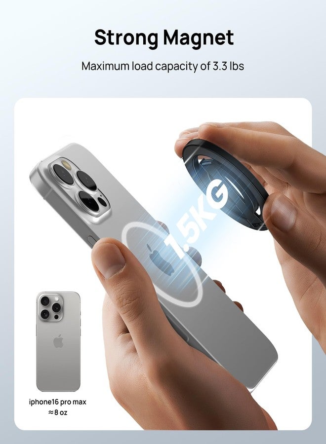 SODI 2025 Dual-Sided Magnetic Phone Grip, Ultra-Strong Grip, Upgraded Dual-Fold Magnetic Phone Holder for Gym, Rugged Compatible with Magsafe Kickstand for iPhone 17/16/15/14/13/12 Series, Black - Image 2
