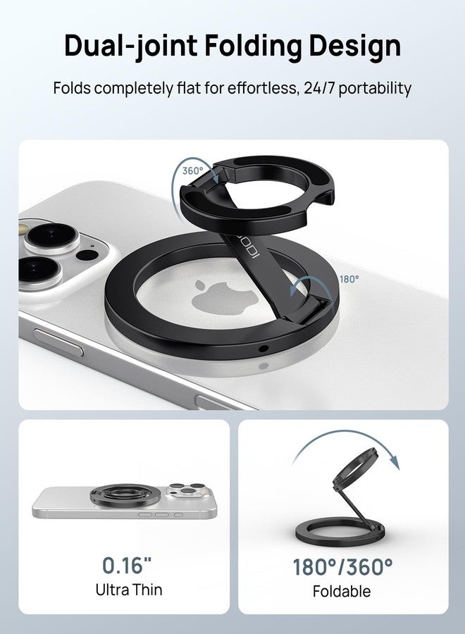 SODI 2025 Dual-Sided Magnetic Phone Grip, Ultra-Strong Grip, Upgraded Dual-Fold Magnetic Phone Holder for Gym, Rugged Compatible with Magsafe Kickstand for iPhone 17/16/15/14/13/12 Series, Black - Image 3