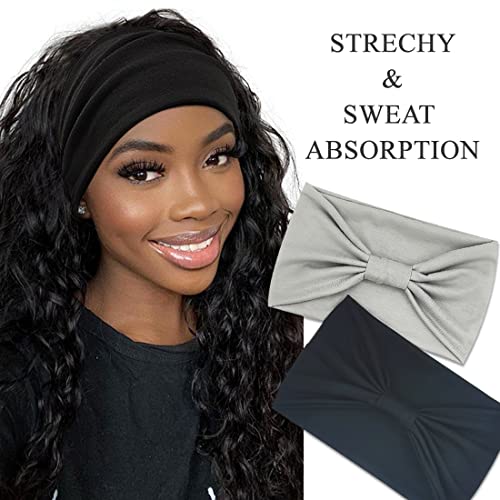 YONUF Wide Boho Headbands for Women Fashion Knotted Headband Yoga Workout Hair Accessories African Head Wrap 4 Pack - Image 2