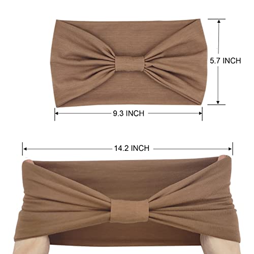 YONUF Wide Boho Headbands for Women Fashion Knotted Headband Yoga Workout Hair Accessories African Head Wrap 4 Pack - Image 5