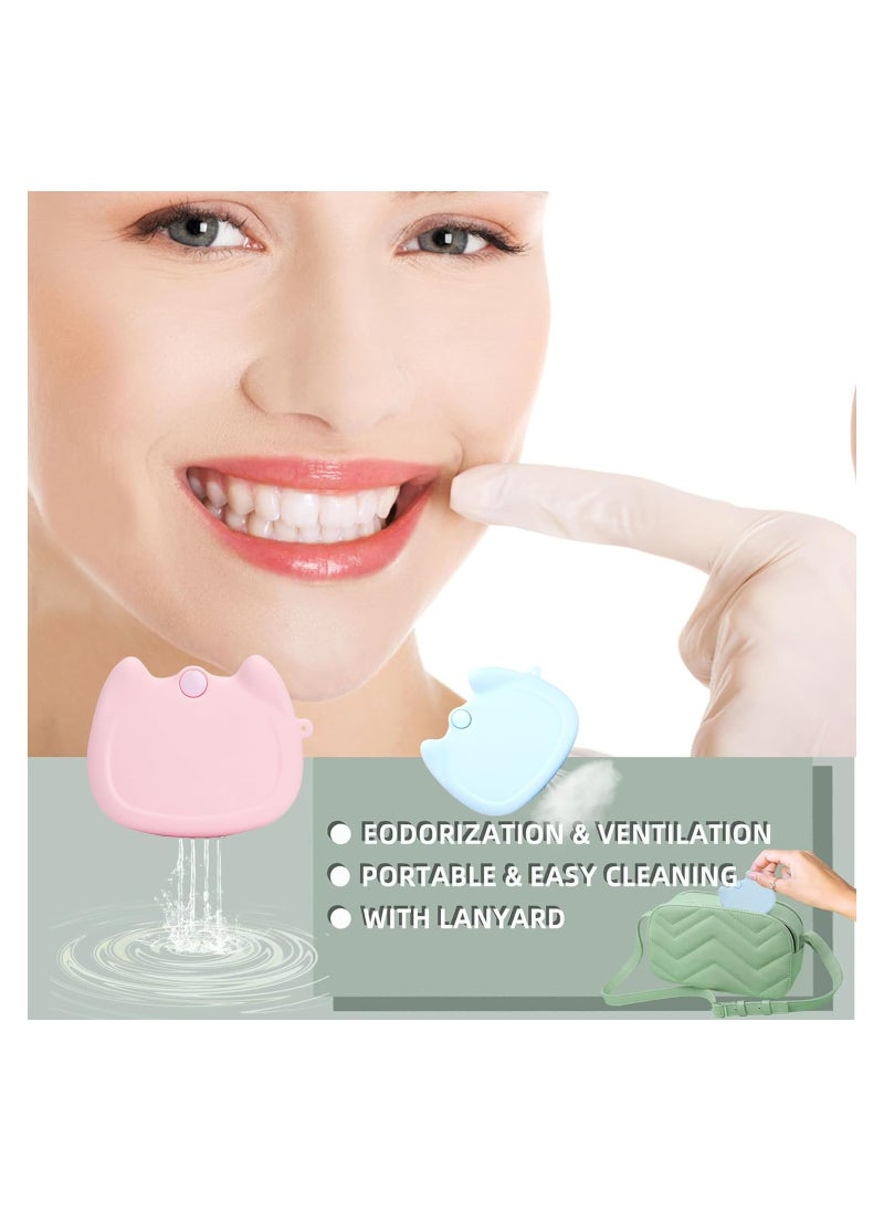 KASTWAVE - Retainer Box,Silicone Teeth Retainer Box with Breathing hole Portable orthodontic Box, for Travel Partial Denture Night Mouth Guard Aligner Case (Pink) - Image 1
