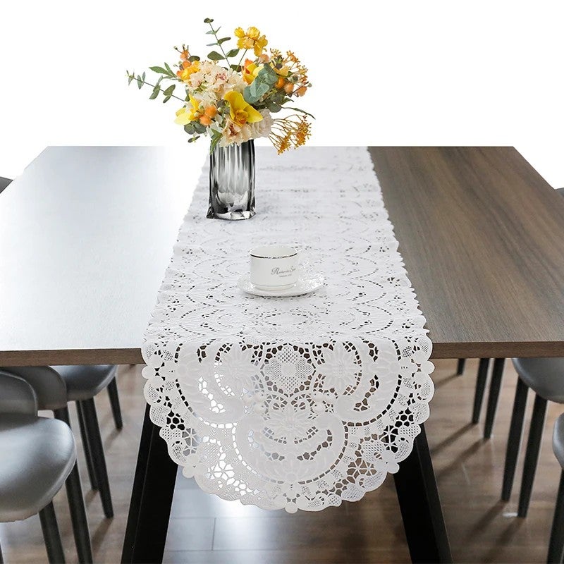 Bluejw Fancy Hotel Table Runners 100% Cotton Linen Handmade Needle Lace Table Runner for Dining Room, Kitchen, and Party Decor - Image 2