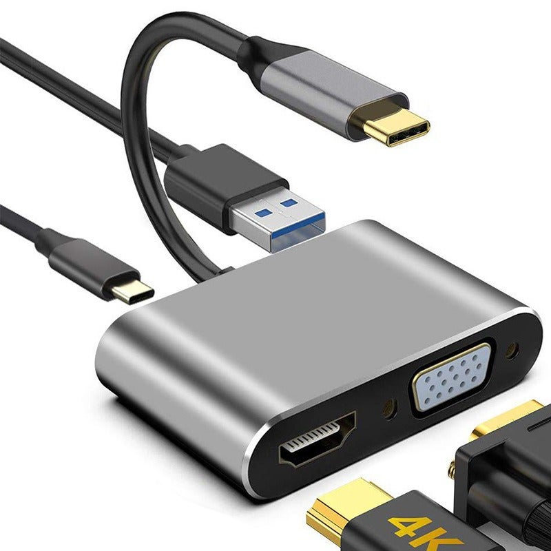 محول USB-C ثلاثي في واحد للألعاب والأجهزة اللوحية والهواتف