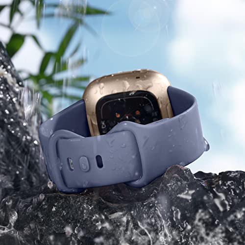 Getino Compatible with Fitbit Sense 2/ Sense Bands/Versa 4/ Versa 3 Bands Women Men, Silicone Sport Accessories, Band for Fitbit Sense/Sense 2/ Versa 4/ Versa 3, Small Black/Bluegray/Apricot/Pinelv - Image 4