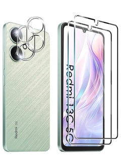 Generic 【2+2 Pack】 Screen Protector for Xiaomi Redmi 13C 5G, 2pcs Tempered Glass + 2pcs Camera Lens Protector, 9H Hardness Anti-Scratch HD Tempered Glass  - Image 1