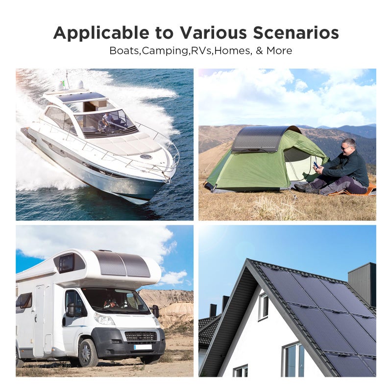 Callsun 200W Flexible Solar Panel Kit (2x100W), All-Black Stealth Edition, High-Performance ETFE Monocrystalline Modules, 12V/24V System for RV, Motorhome, Boat, Van, Camper - Image 2