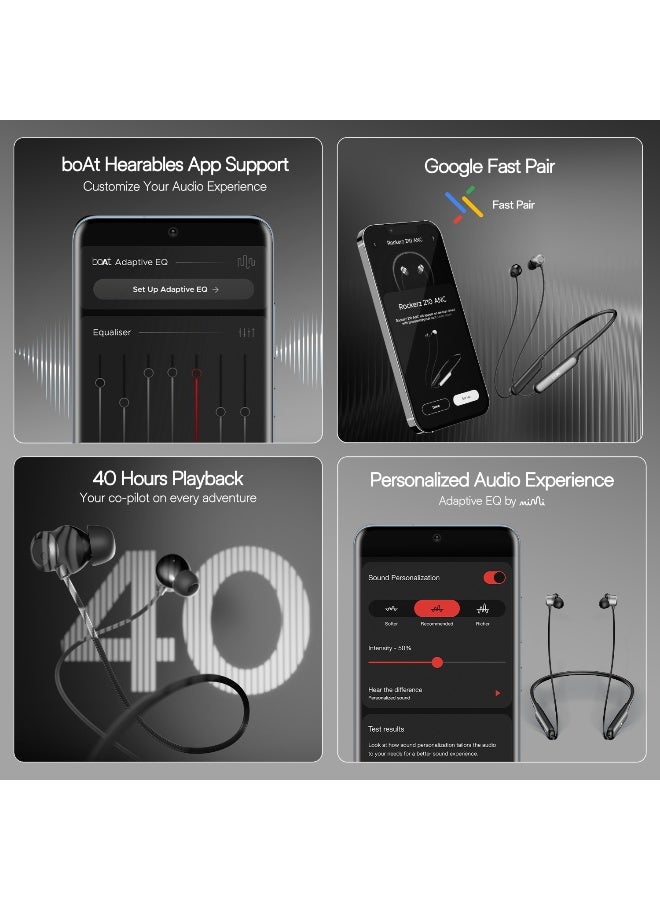 boAt Rockerz 210 ANC Bluetooth Neckband with Spatial Audio, 30dB Active Noise Cancellation, AI-ENx™ Technology, 40hrs Playback, 2 EQ Modes, 13 mm Drivers, Dual Pairing, Fast Pair & Magnetic Power Buds Cosmic Black - Image 3
