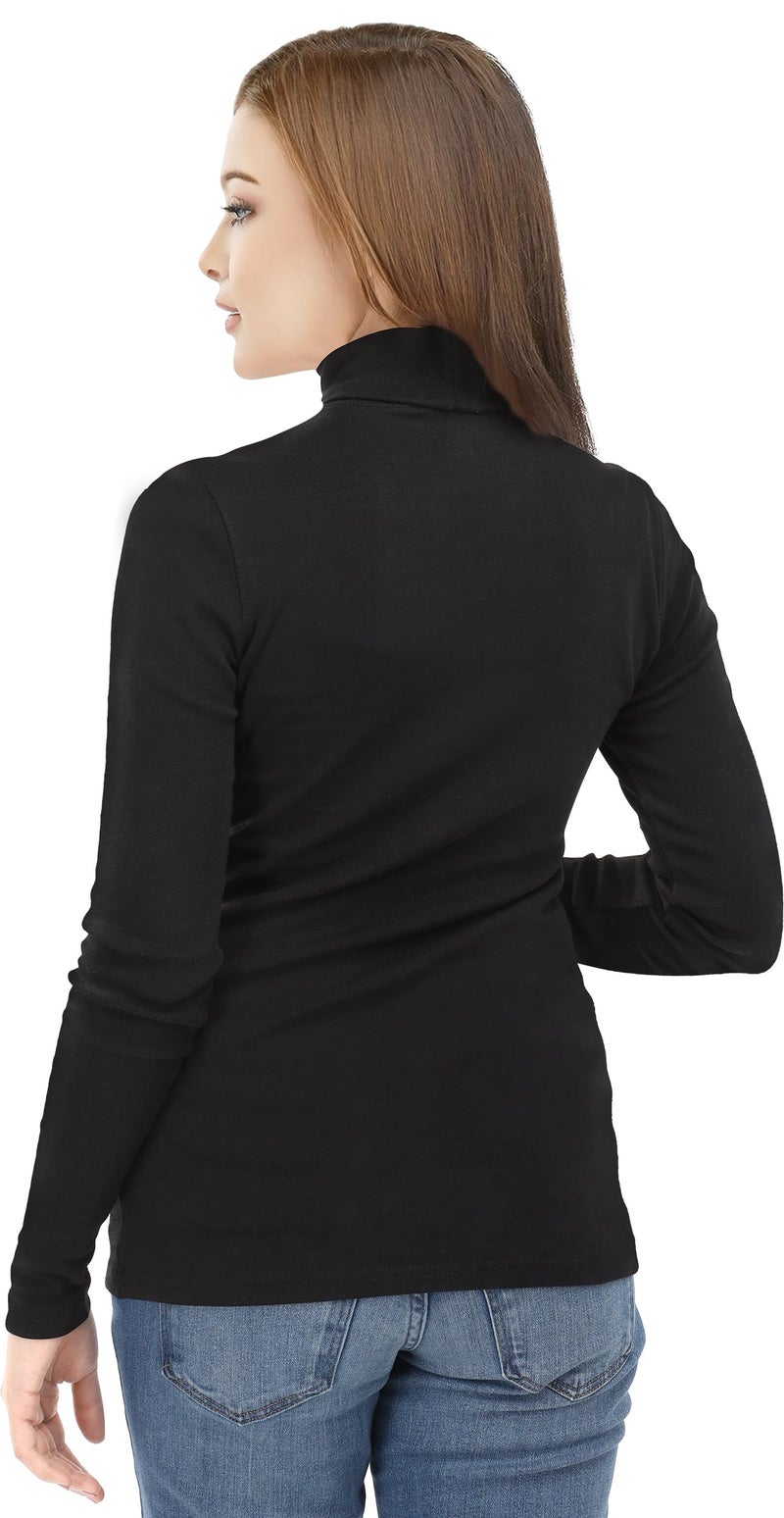 NY Threads Women's Turtleneck Long Sleeve Shirt Slim Fit Thermal Base Layer Tops 1 Pack, Medium, Black - Image 4
