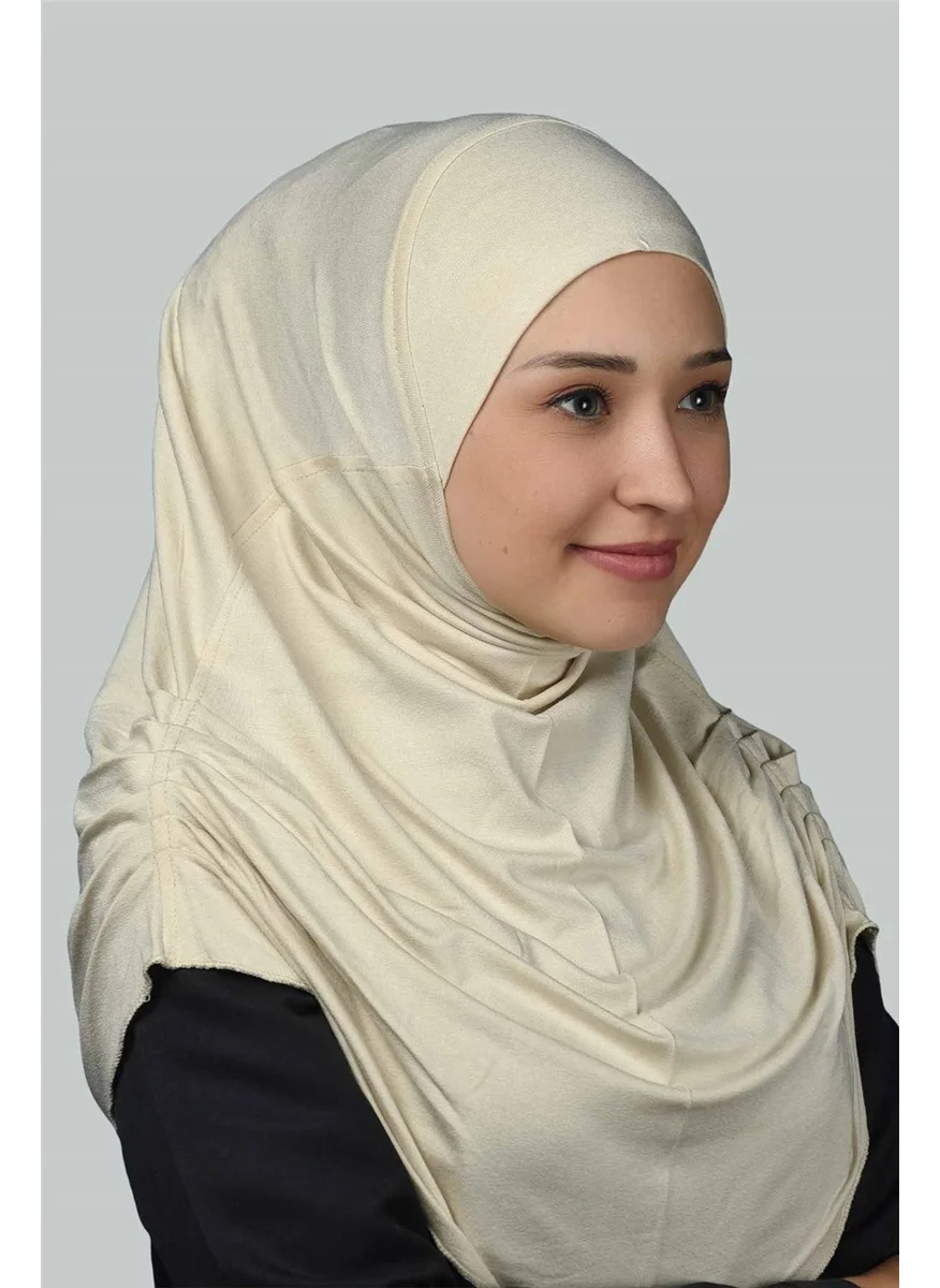 Altobeh Ready-made Turban Gathered Pleated Practical Scarf Hijab Hijab - Prayer Cover - Cream