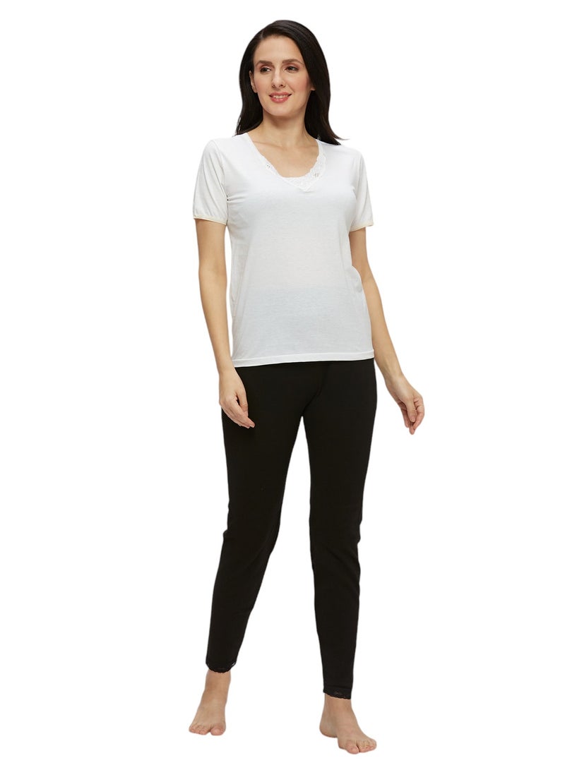 BYC WOMEN'S COTTON UNDERSHIRT (V-NECK) - WHITE  - Image 1